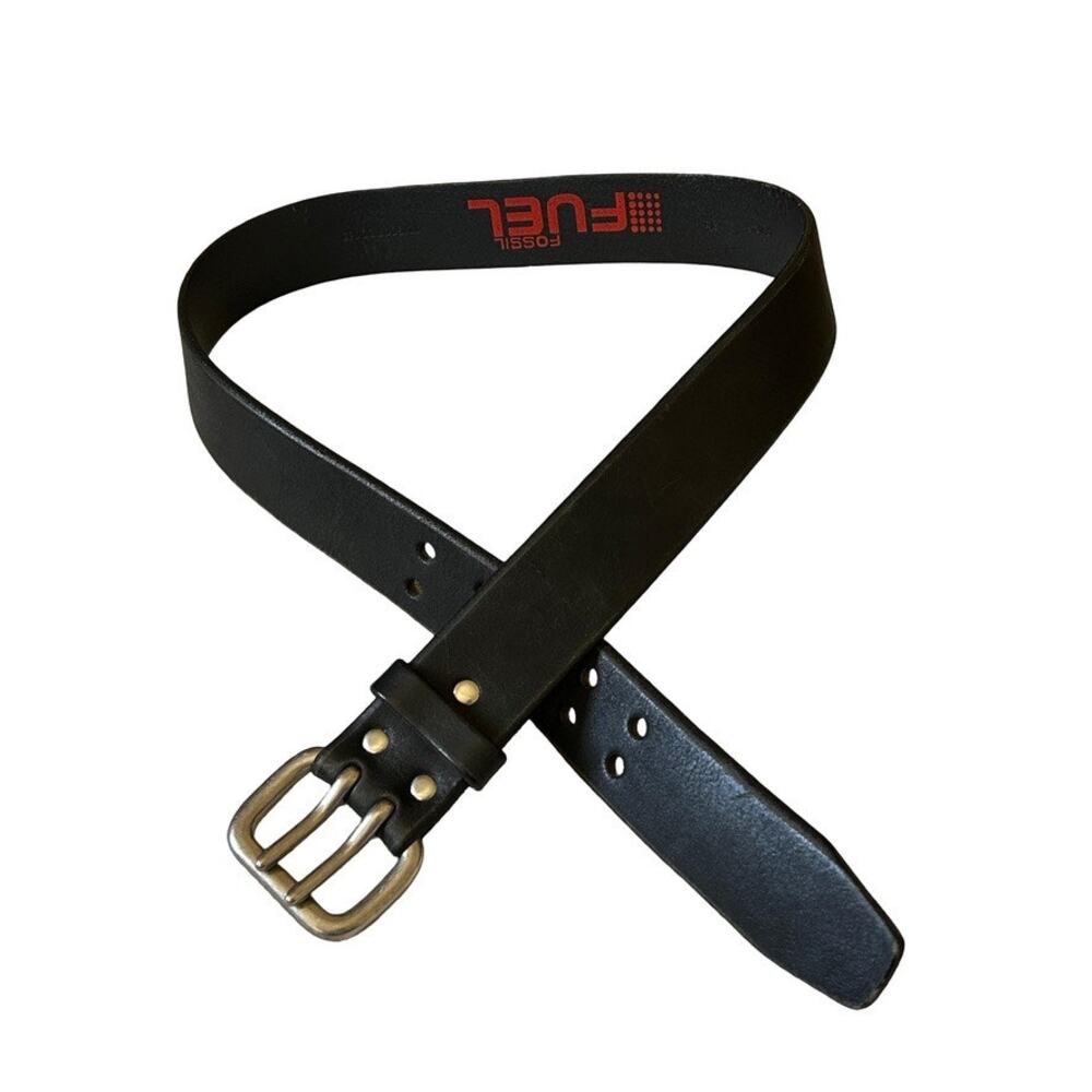 Vintage 90s Fossil Fuel Solid Brass Leather Belt